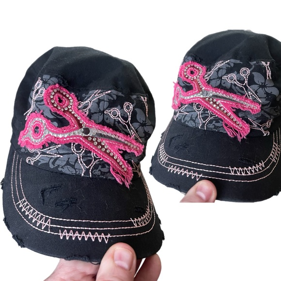 KBETHOS Cadet / Conductor Distressed Bling Adjustable Hair Stylist Hat NWOT - Picture 4 of 16